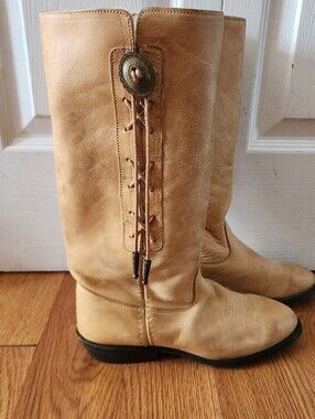 Vintage Leather Boots Classic Western Tan Women's Shoes Dance 7